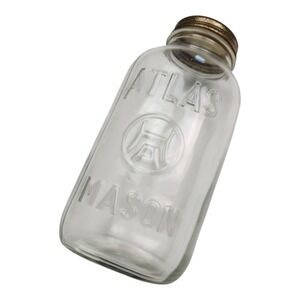 Vintage Atlas Mason Jar with Seal All Arc Lid Clear Glass Canning Storage